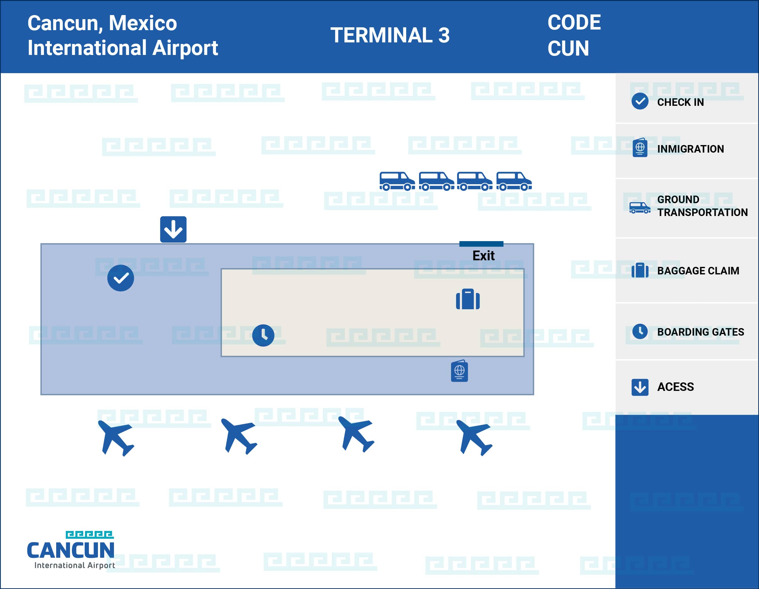 Mapa del aeropuerto de Cancún (CUN) | Mapas de las terminales del ...